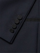Dunhill - Grosgrain-Trimmed Wool Grain de Poudre Wool Tuxedo Jacket - Blue