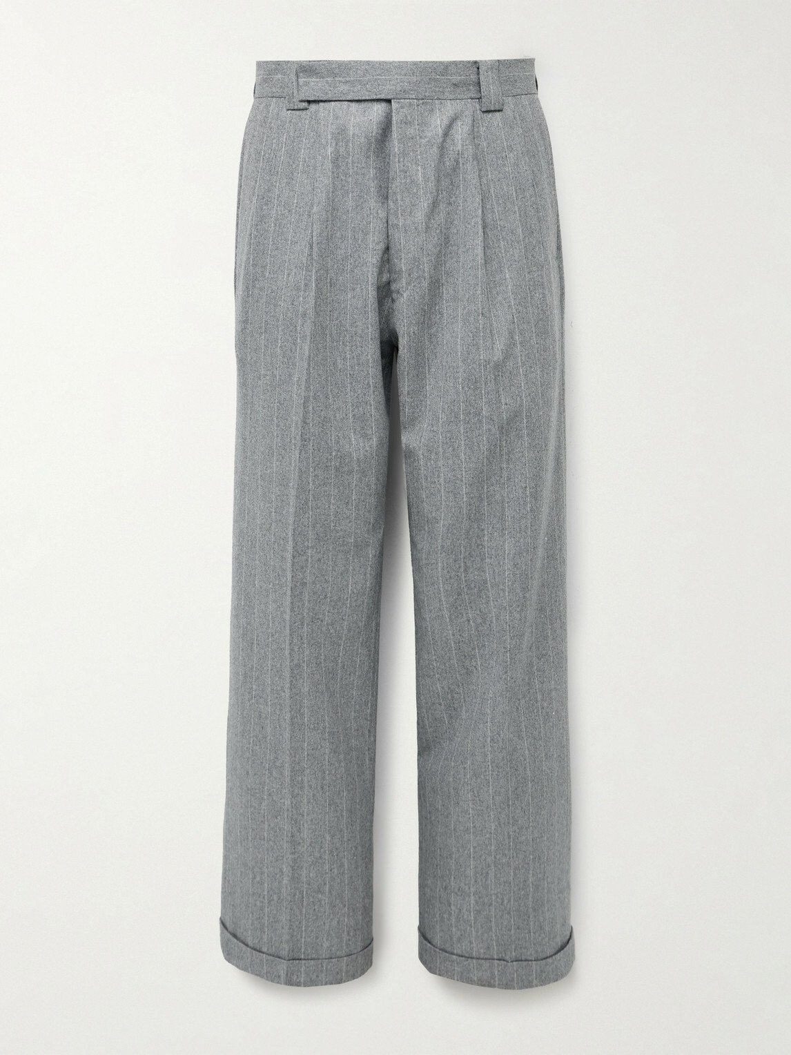 Kaptain Sunshine - Tapered Pleated Striped Wool-Flannel Suit Trousers - Gray
