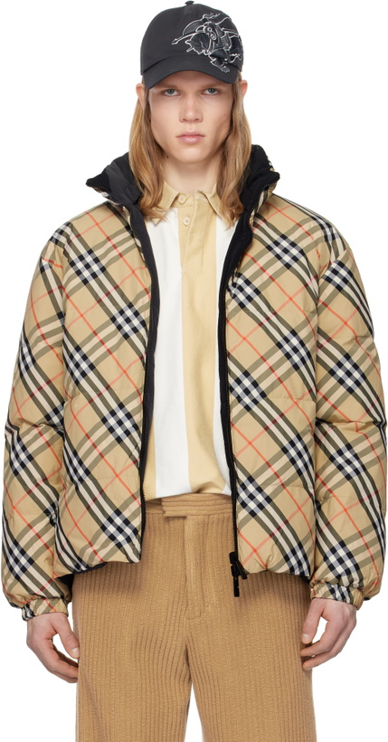 Photo: Burberry Beige Check Nylon Reversible Down Puffer Jacket