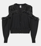 Noir Kei Ninomiya Cutout tulle-trimmed wool cardigan