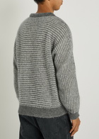 Ymc T Shape Striped Wool-blend Jumper Grey