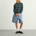 SUNDAYFRUITMARKET Women's Sun Stripe Collar T-Shirt in Green