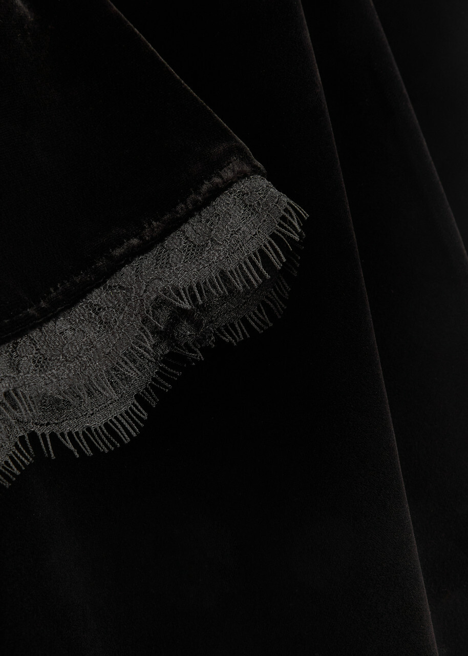 Rixo Alesha Lace-trimmed Velvet Maxi Dress Black