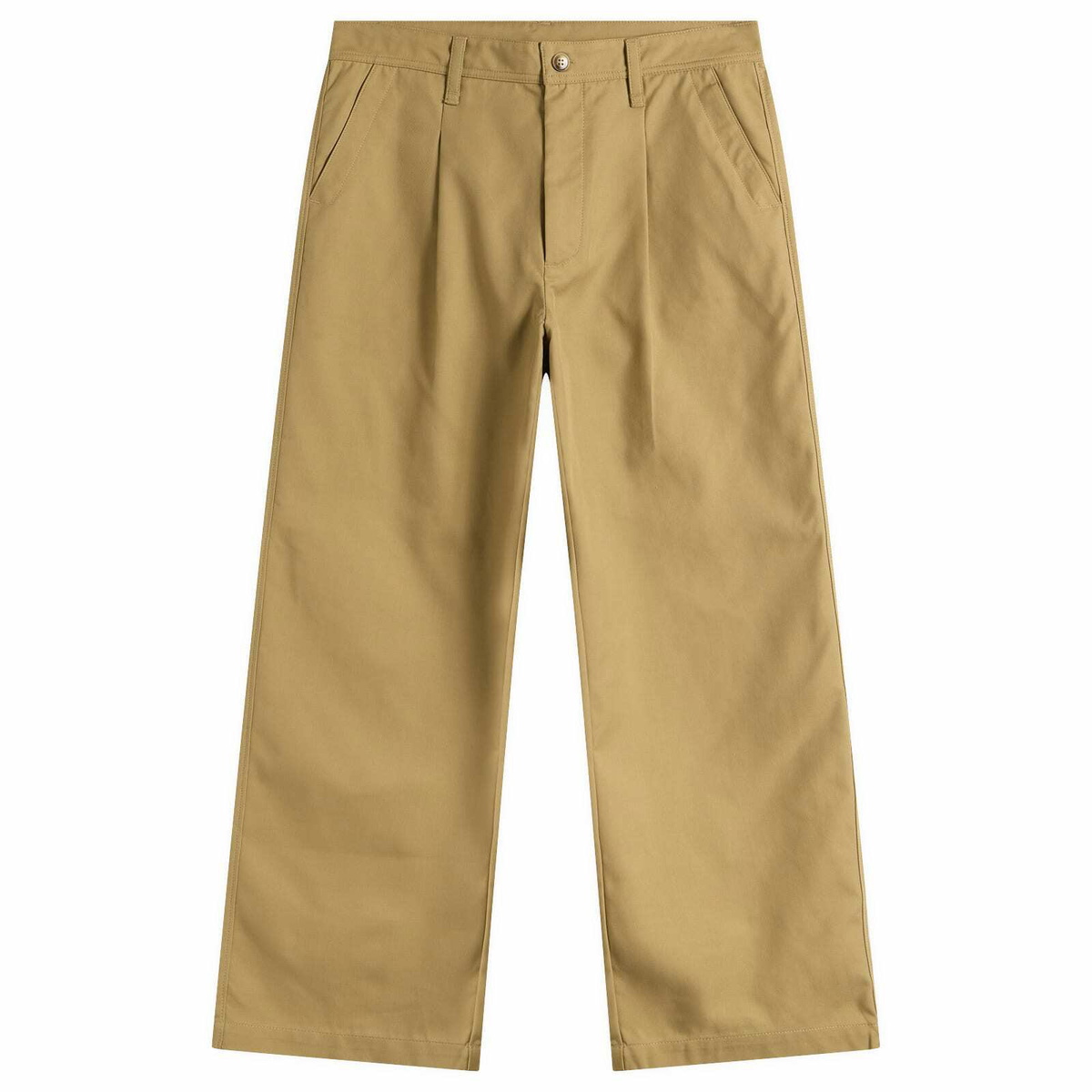 Bound Men's Wide Pleated Cotton Trousers in Camel