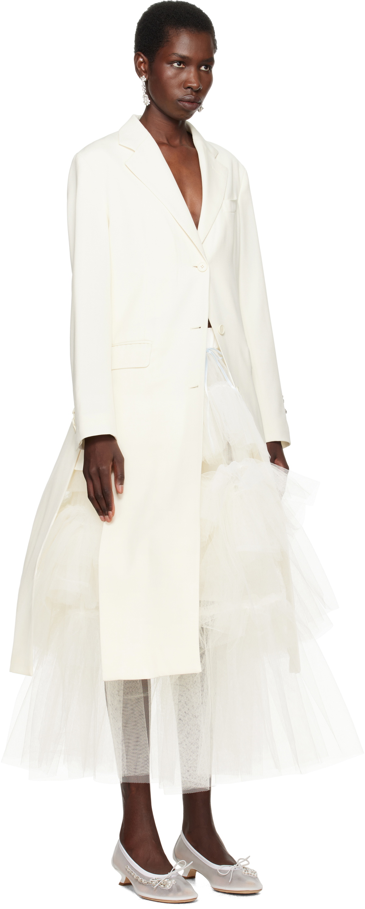 Simone Rocha SSENSE Exclusive Bridal Capsule Cut-Out Bow Detail Coat ...