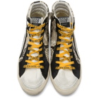 Golden Goose Grey and Black Snake High-Top Sneakers