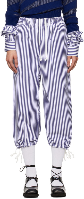 Photo: Comme des Garçons Girl Navy & White Striped Trousers