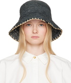 rag & bone Black Jade Rollable Raffia Bucket Hat