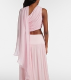 Posse Solene gathered scarf-detail mesh top