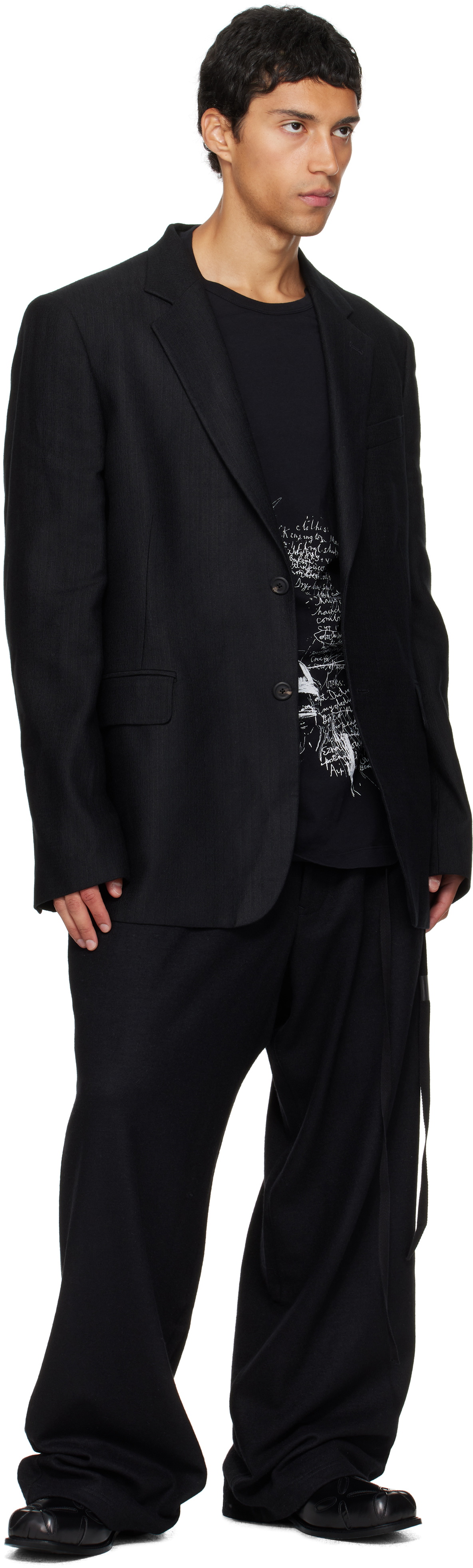 Stefan Cooke Black Slashed Square Toe Derbys