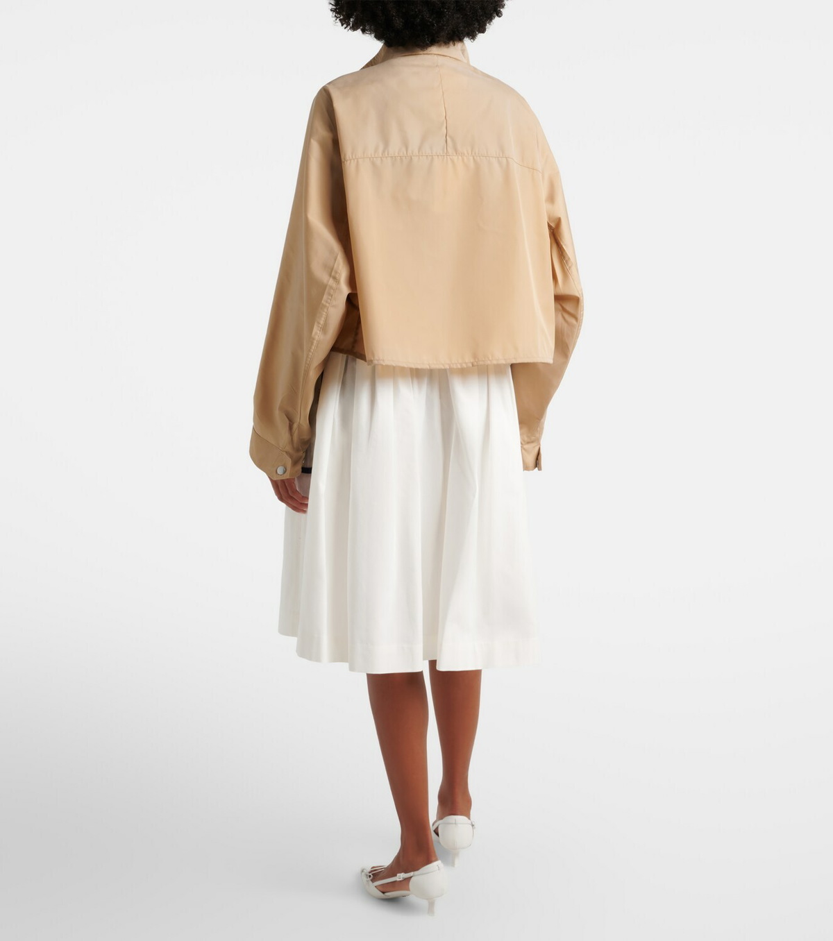 Prada Belted cotton and linen midi skirt