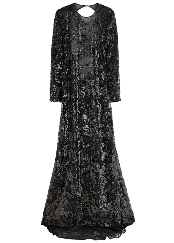 Photo: Victoria Beckham Sequin-embellished Open-back Tulle Gown Black