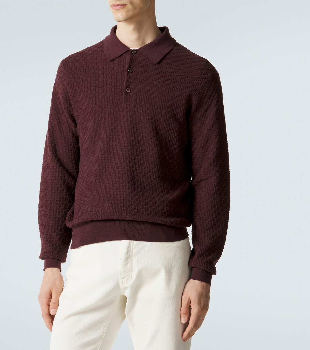 Brioni Cotton, silk and cashmere polo sweater