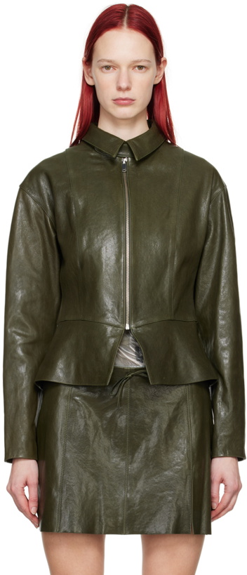 Photo: Paloma Wool Green Fabia Leather Jacket