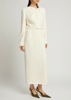 Roland Mouret Embellished Crepe Midi Dress Cream