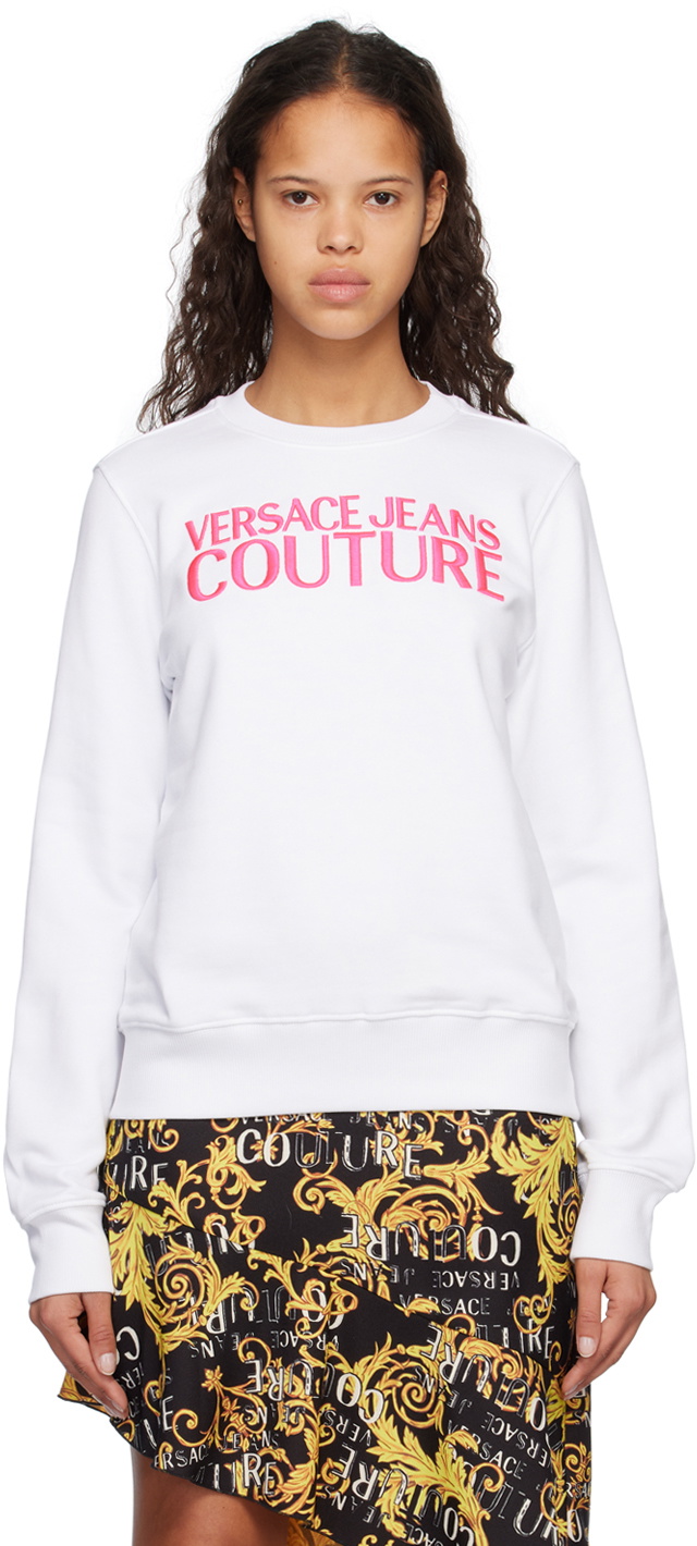 Versace Jeans Couture White Embroidered Sweatshirt Versace