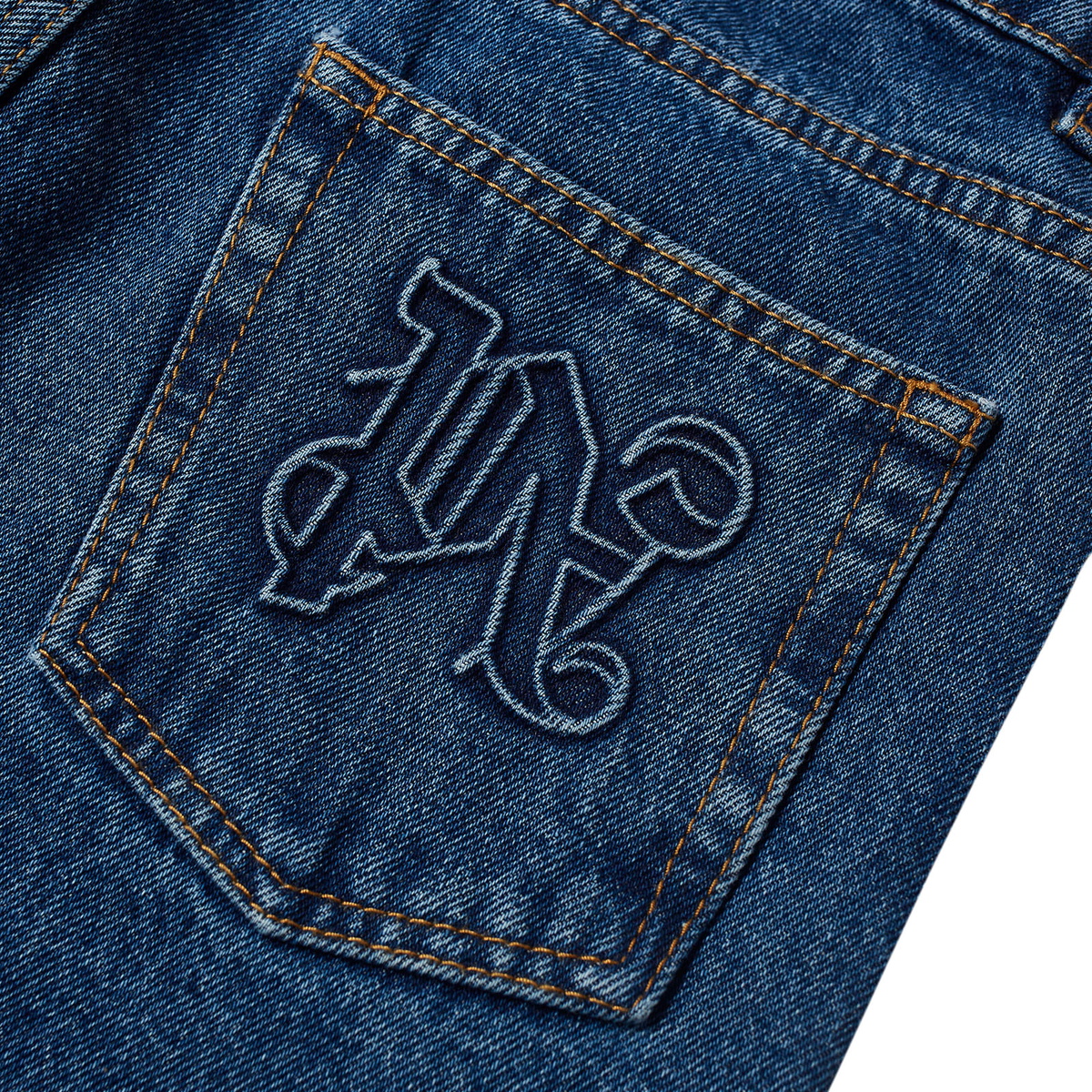 Palm Angels Men's Straight Leg Jeans in Blue