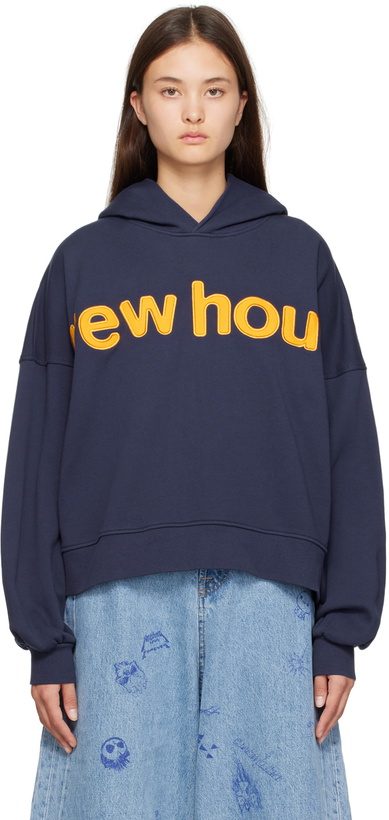 Photo: drew house Navy 'Drew House' Box Hoodie