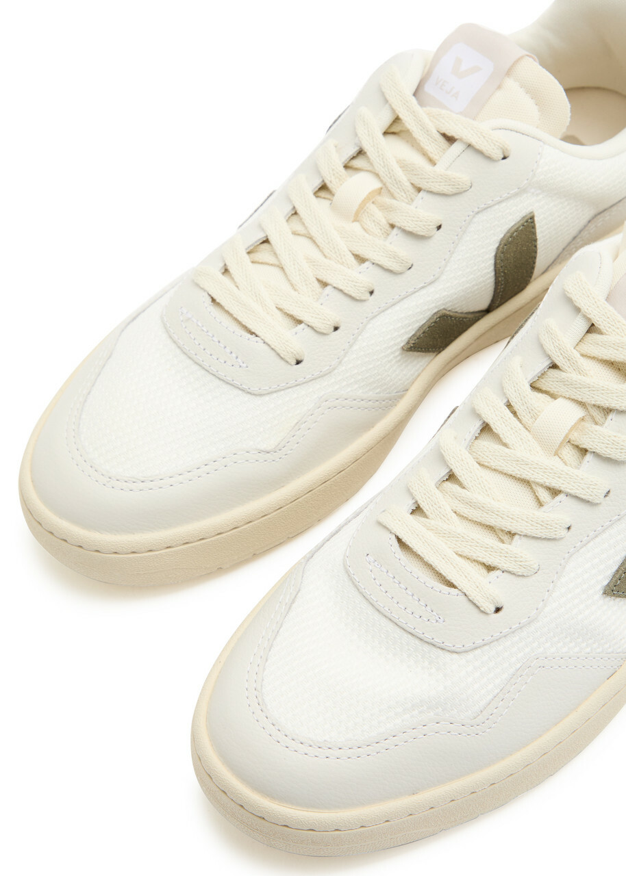 Veja V-90 Panelled Woven Sneakers Green