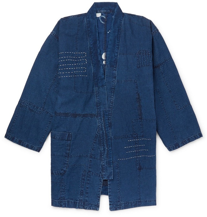 Photo: Blue Blue Japan - Patchwork Embroidered Linen Jacket - Indigo
