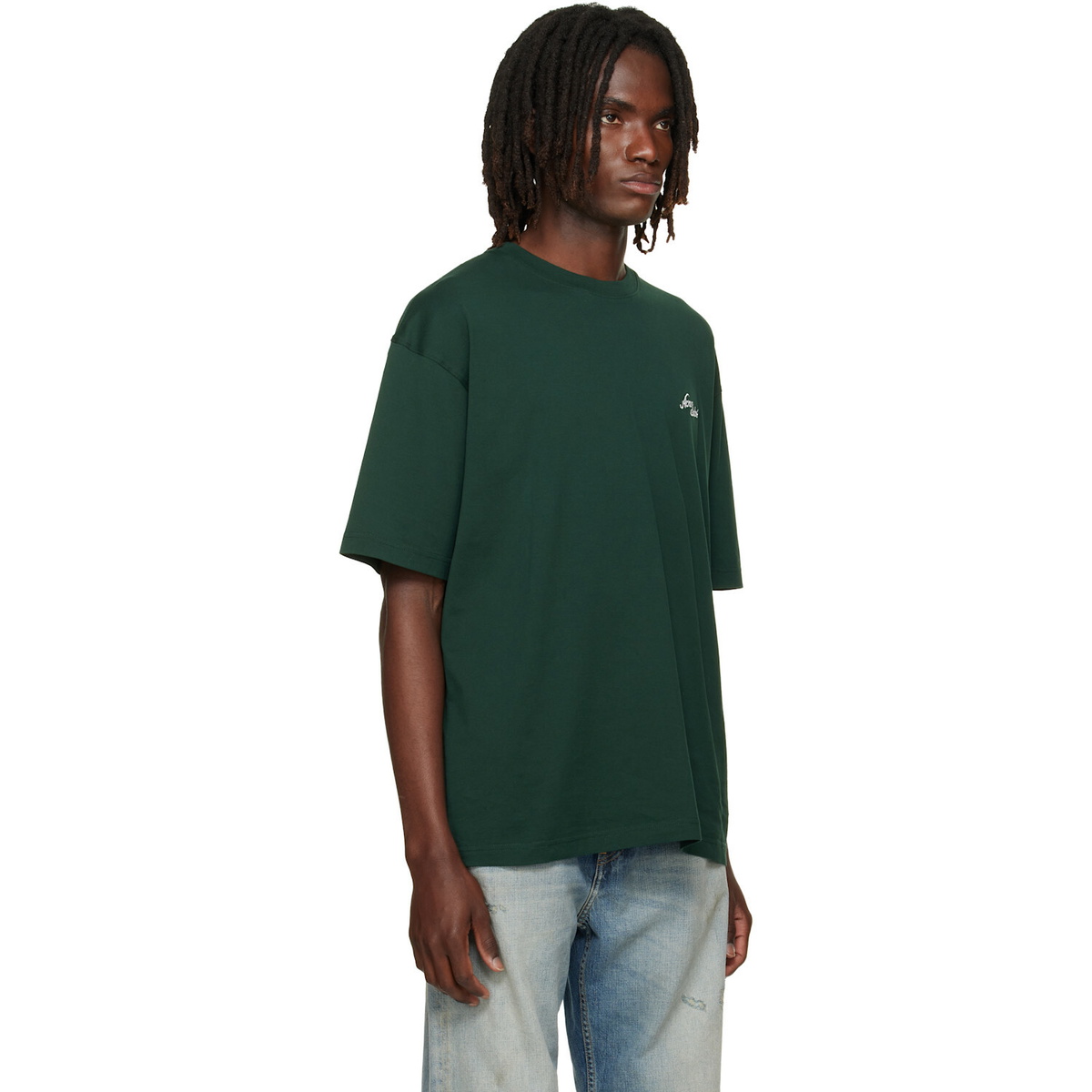 Acne Studios Green Embroidered-Logo T-shirt
