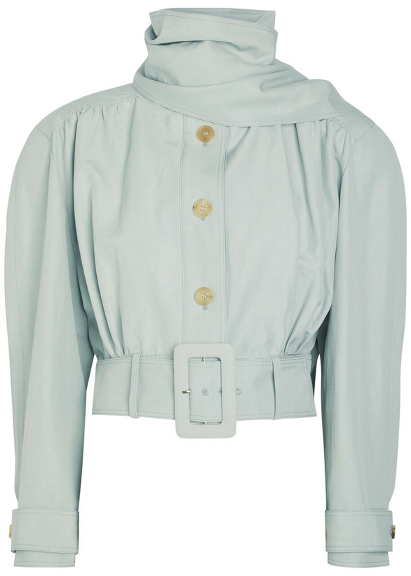 Photo: Chloe Scarf-effect Linen and Cotton-blend Jacket Grey