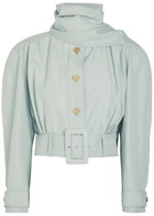 Chloe Scarf-effect Linen and Cotton-blend Jacket Grey