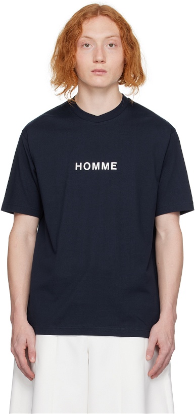 Photo: Comme des Garçons Homme Navy Graphic T-Shirt