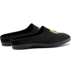 Needles - Logo-Embroidered Velvet Slippers - Black