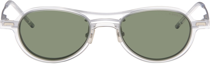 Photo: Maison Kitsuné Silver A. Society Edition Hikari Clip-On Sunglasses