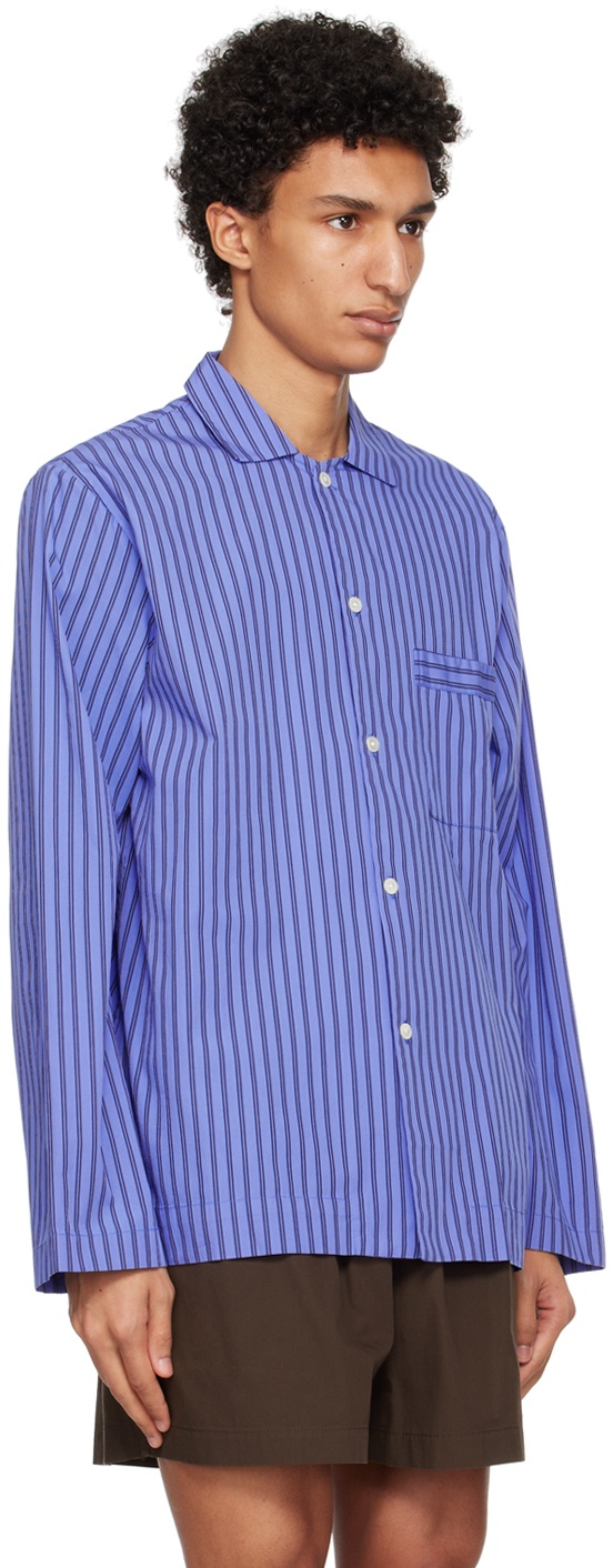 Tekla Blue Oversized Pyjama Shirt Tekla Fabrics