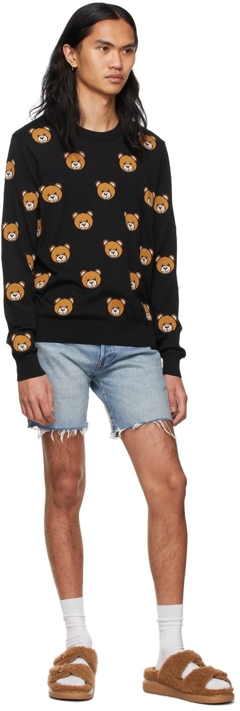 Moschino Black Allover Teddy Bear Sweater Moschino