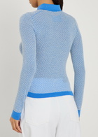 Guest In Residence Shrunken Patterned Cashmere Polo top Light Blue