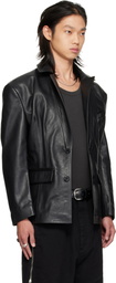 LU'U DAN Black Cinched Leather Blazer