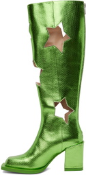 ANDREJ GRONAU SSENSE Exclusive Green Snake Star Cut Boots