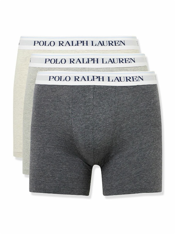 Photo: Polo Ralph Lauren - Three-Pack Stretch-Cotton Boxer Briefs - Gray