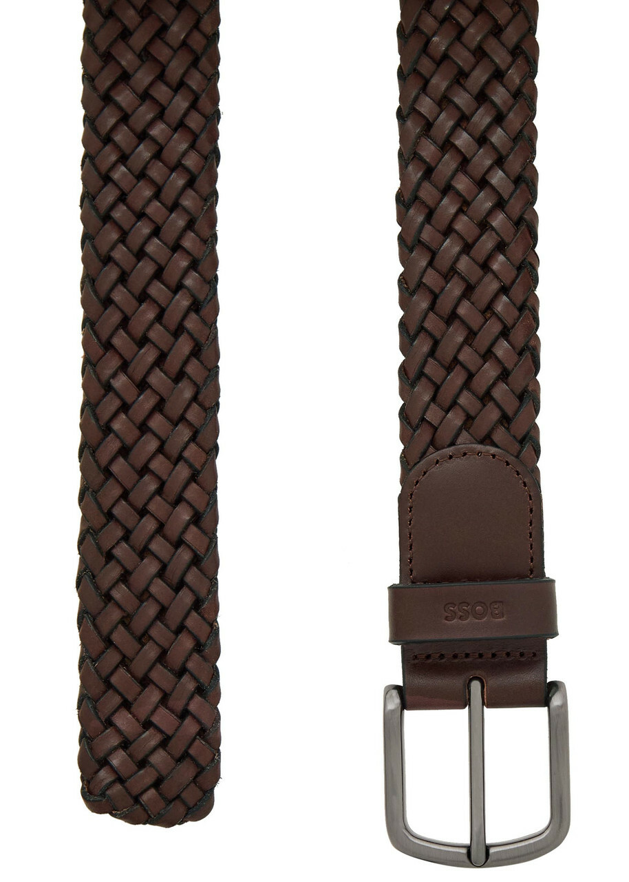 Boss Sash Braided Leather Belt Brown