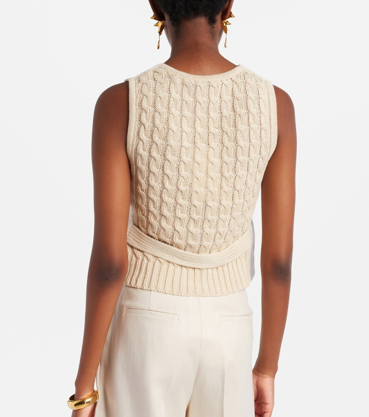 Max Mara Calibri cable-knit linen vest