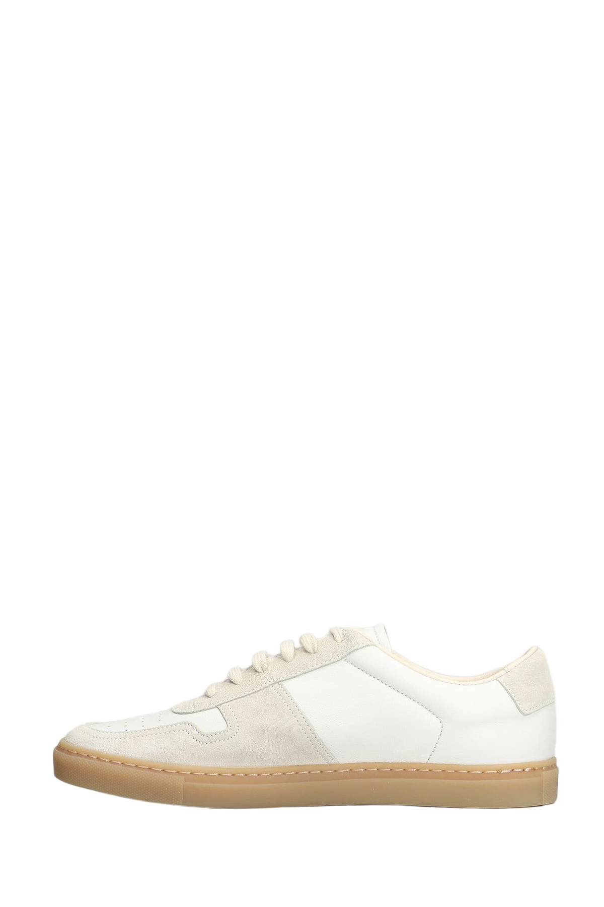 Common Projects Bball Slim Sneakers In White Suede And Leather