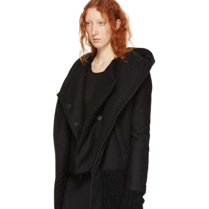 Ann Demeulemeester Black Wool Bomber Jacket Ann Demeulemeester