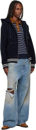 Wales Bonner Navy 'The October' Hoodie