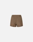 Pinko Wide Shorts With Checked Pattern Brown Camel