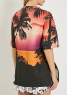 Rabanne Printed Gathered Linen and Cotton-blend T-shirt Purple