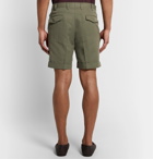 Brioni - Pleated Linen and Cotton-Blend Twill Bermuda Shorts - Green