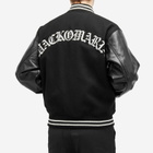 Wacko Maria Men's Type-2 Leather Varsity Jacket in Black