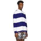 Polo Ralph Lauren Blue and White Iconic Rugby Long Sleeve Polo