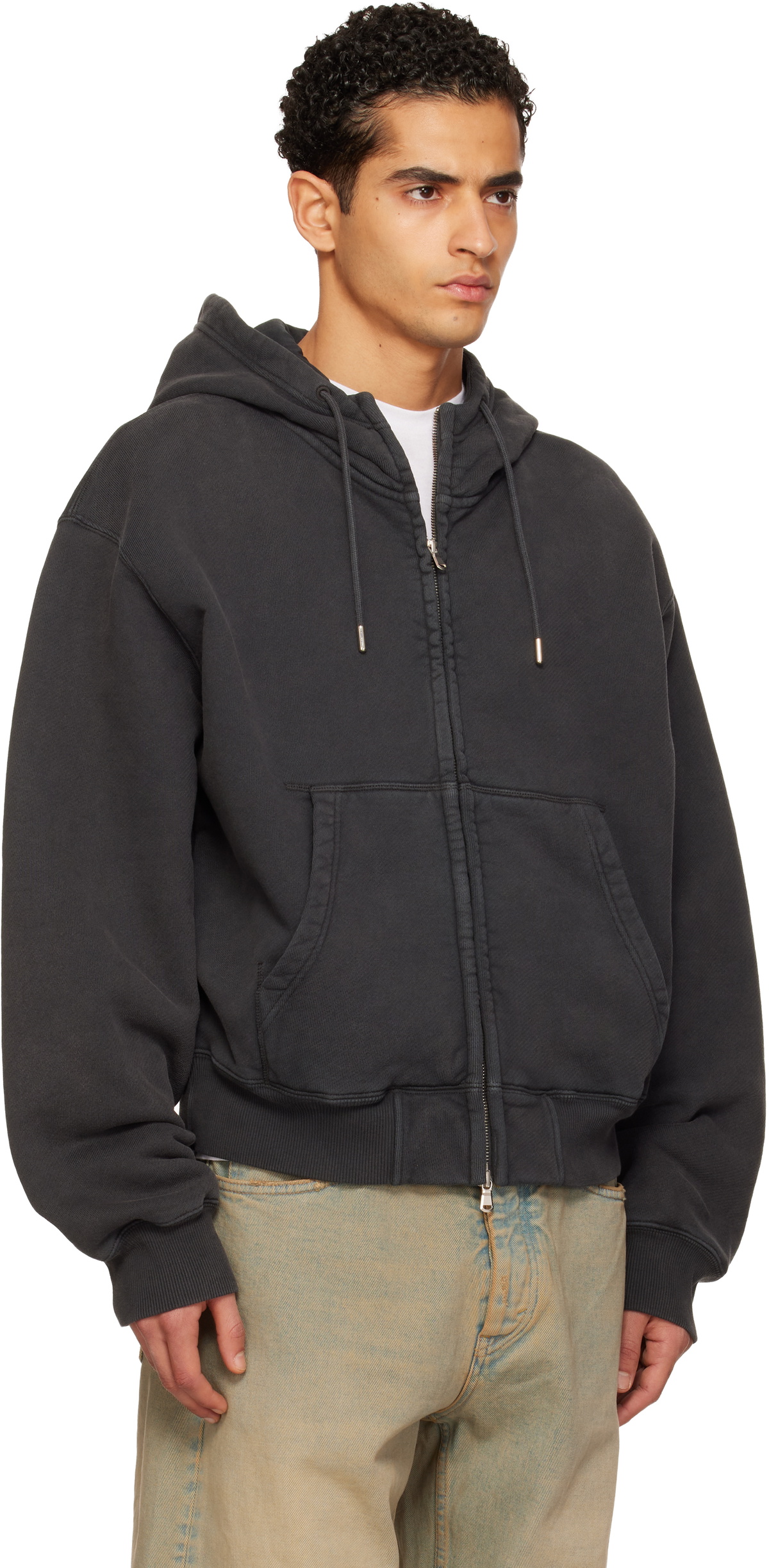 HOPE Black Oversized Zip-Up Hoodie