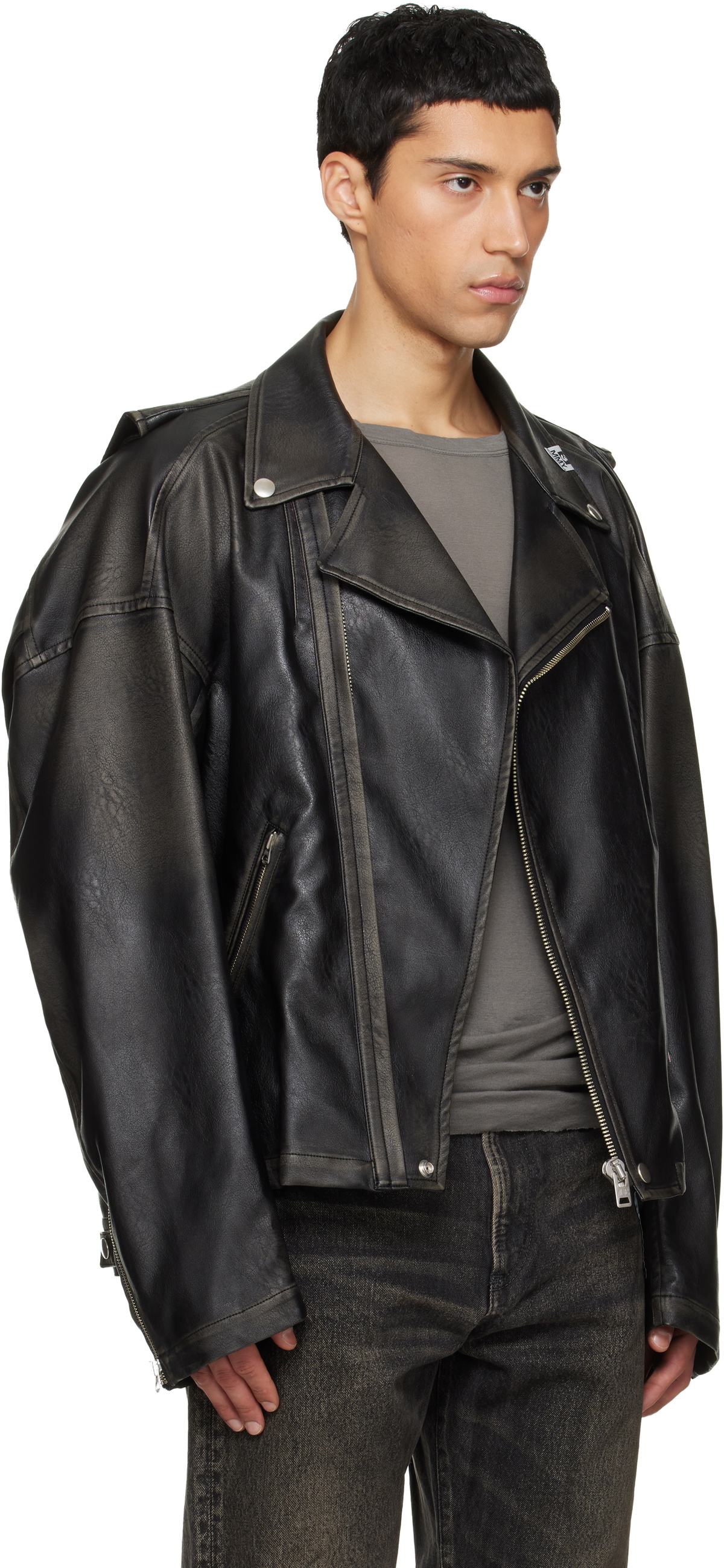 Maison MIHARA YASUHIRO Black Vest Combined Coating Faux-Leather