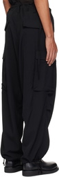 Y's For Men Black Wool Gabardine Cargo Pants