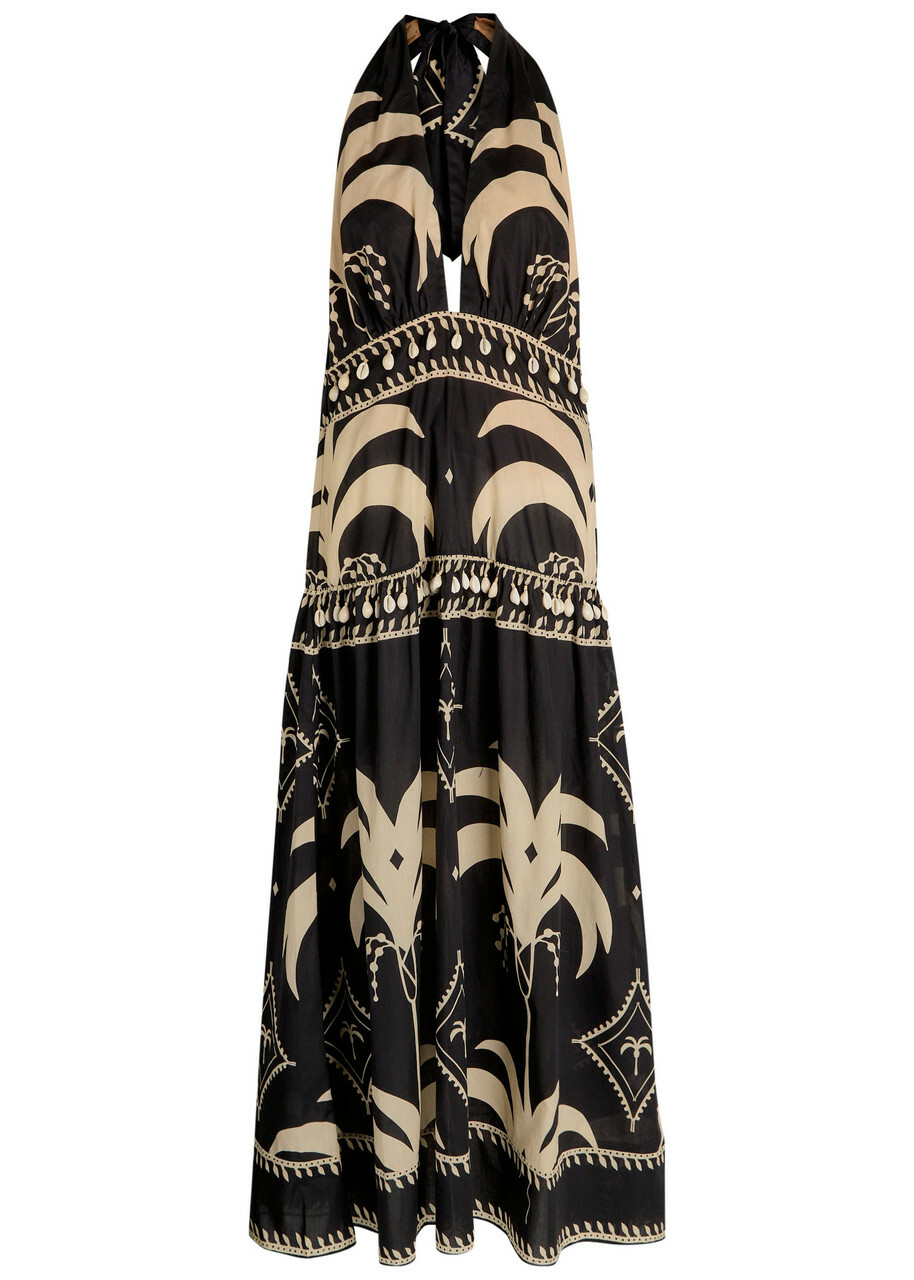 Johanna Ortiz Latin Rhythms Patterned Cotton Maxi Dress Black